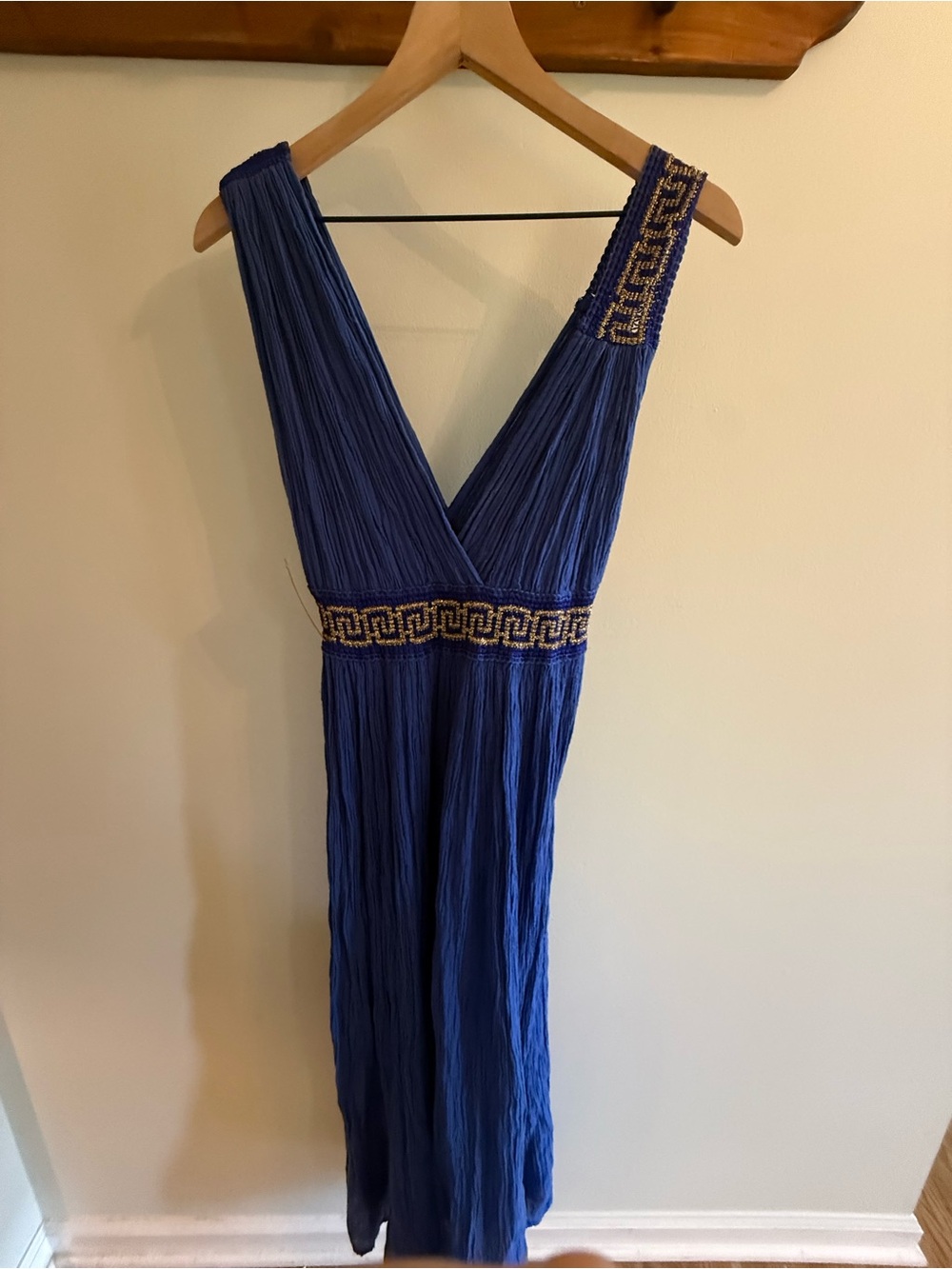 Mythology by Boomil Greek Cotton Blue Goddess Maxi Dress O/S - Picture 2 of 11